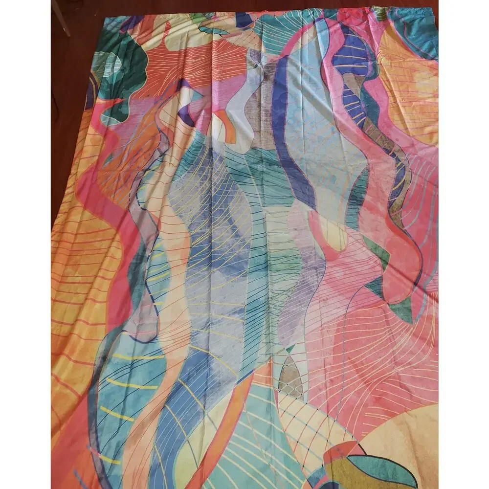 Large Abstract Coral Pink Fabric Panel Wall Hanging Tapestry Boho Decor Art NWOT
